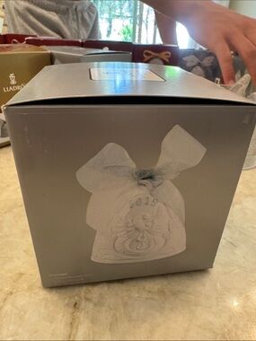 Lladro White and Silver Ceramic Bell Ornament 2015